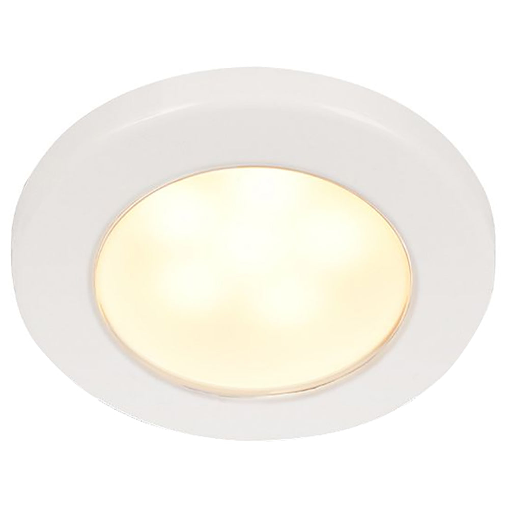 Hella Marine EuroLED 75 3 Round Screw Mount Down Light  Warm White LED  White Plastic Rim  12V 958109011